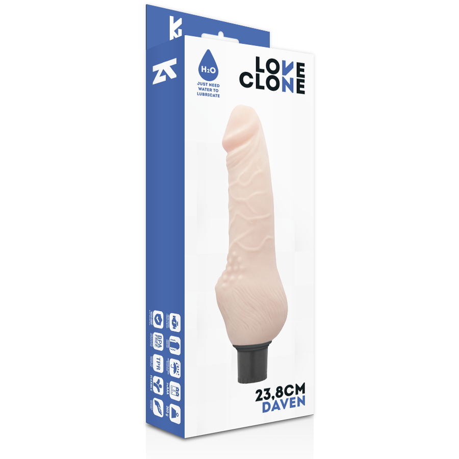 Vibratore realistico autolubrificante Daven | 23,8 cm x 3,8 cm | LOVECLONE
