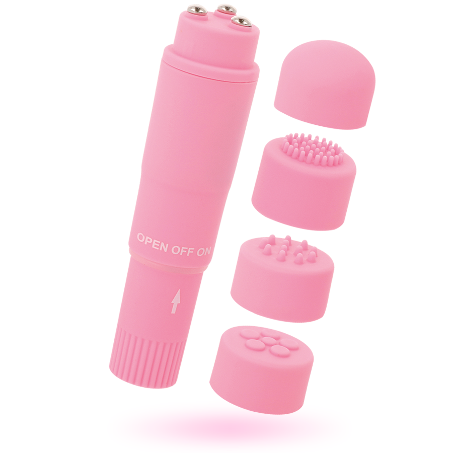 Massaggiatore tascabile Kurt rosa – 10,7 cm, multi-testa