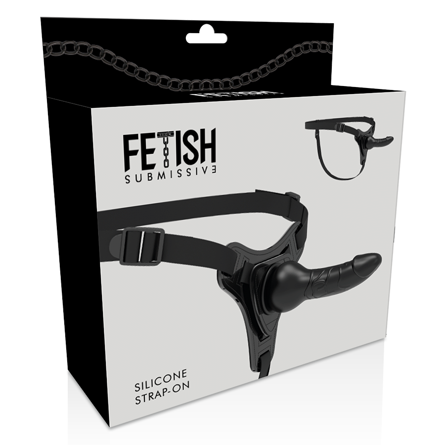Strap-On in silicone realistico 16 cm nero - Fetish Submissive