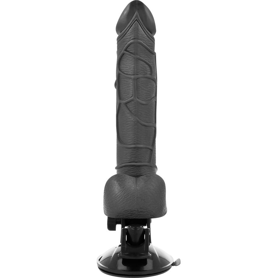 Vibratore realistico con testicoli e telecomando cablato nero | 19,5 cm x 4,0 cm | BASECOCK