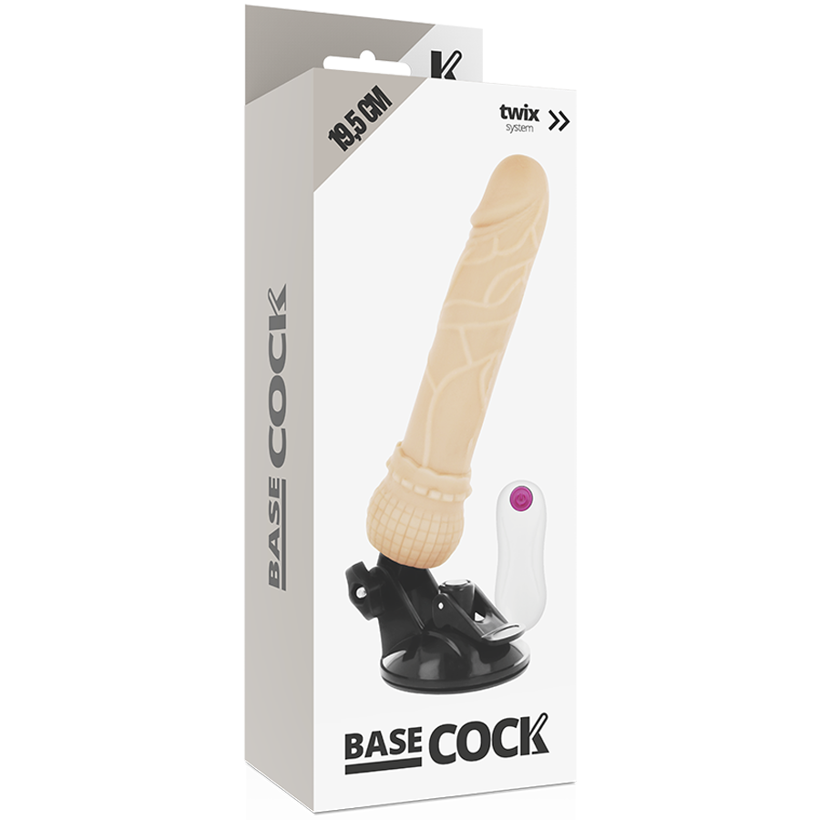 Vibratore realistico con telecomando cablato nero | 19,5 cm x 4,0 cm | BASECOCK