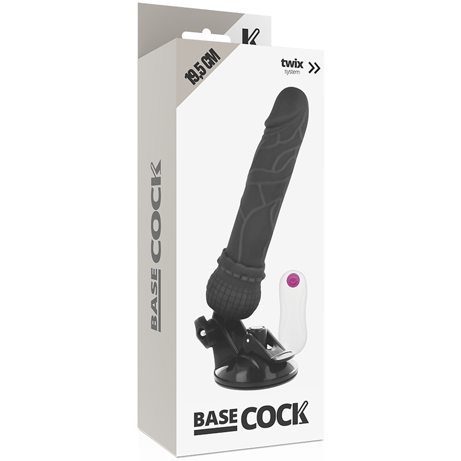 Vibratore realistico con telecomando cablato nero | 19,5 cm x 4,0 cm | BASECOCK