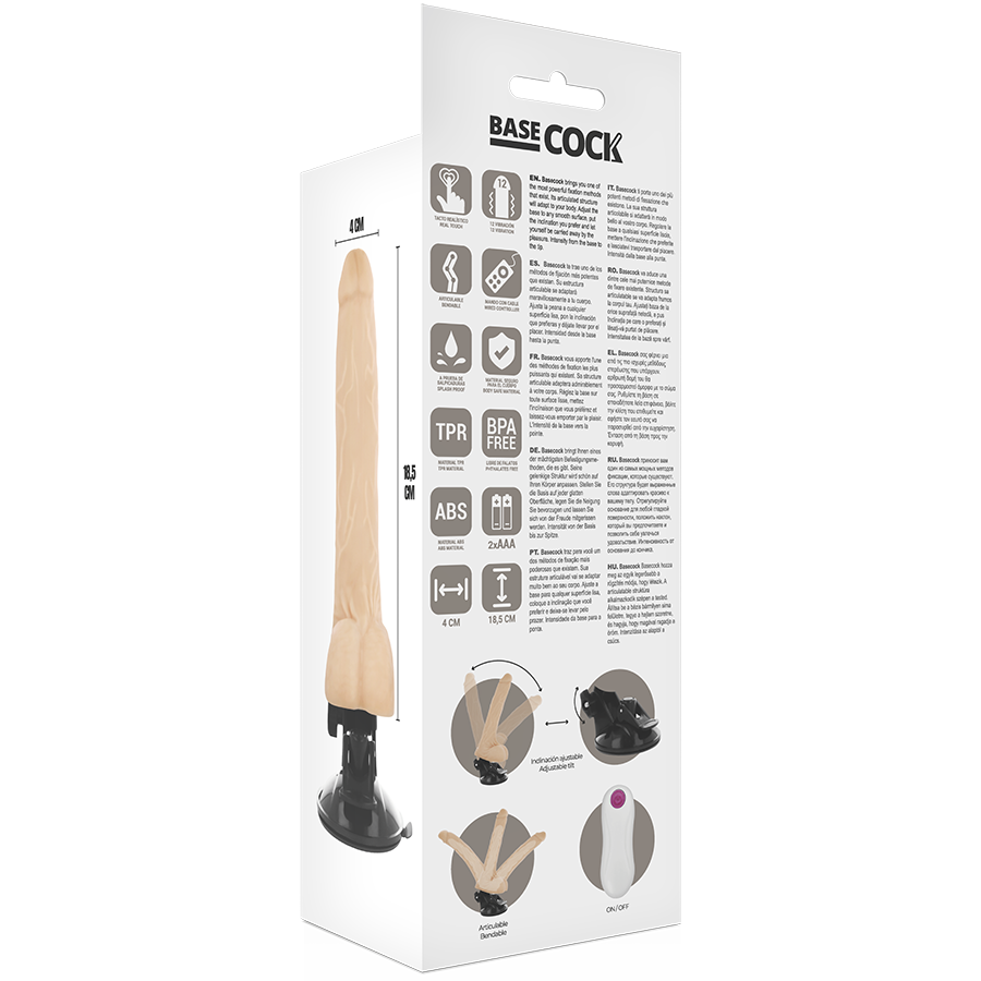 BASECOCK - TELECOMANDO ARTICOLABILE REALISTICO NERO 18,5 CM -O- 4 CM