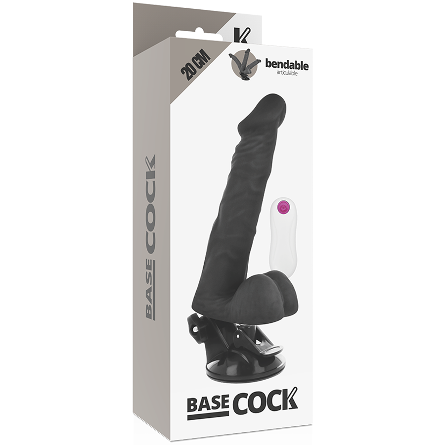 Vibratore realistico posizionabile con telecomando | 20,0 cm x 4,5 cm | Nero | BASECOCK