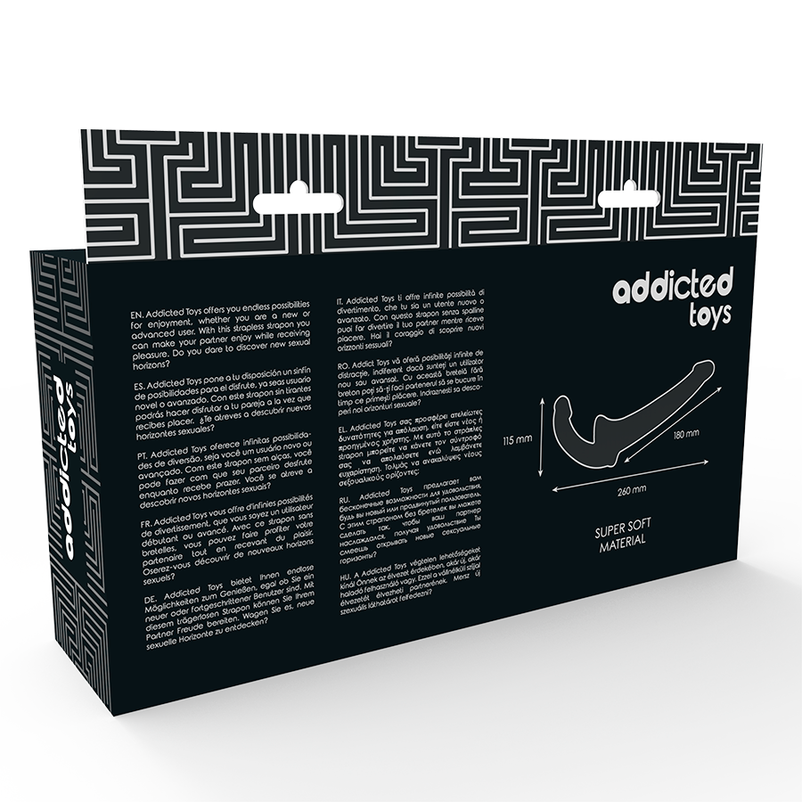 Dildo doppio senza spalline 26 cm nero – Addicted Toys