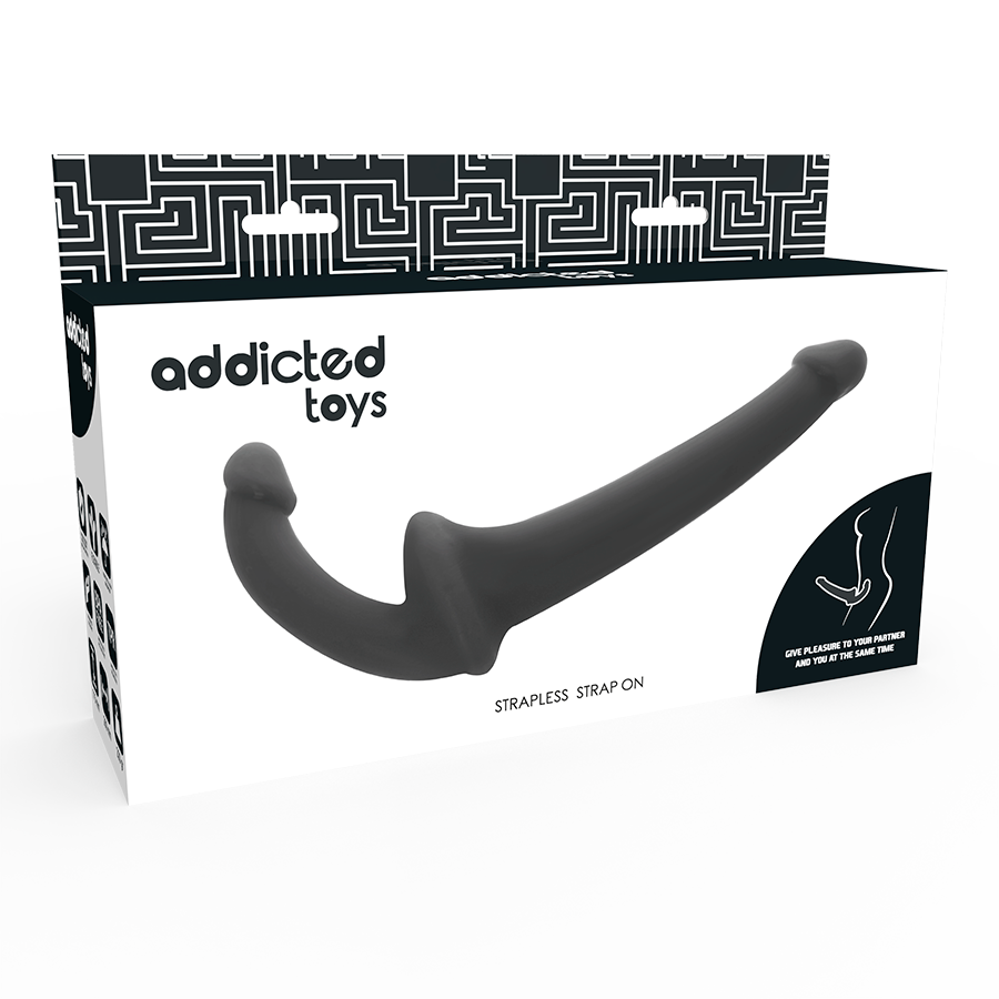 Dildo doppio senza spalline 26 cm nero – Addicted Toys