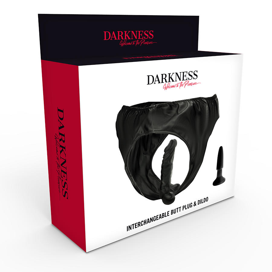 Mutandine con plug e dildo intercambiabile – Taglia unica in pelle PU di Darkness