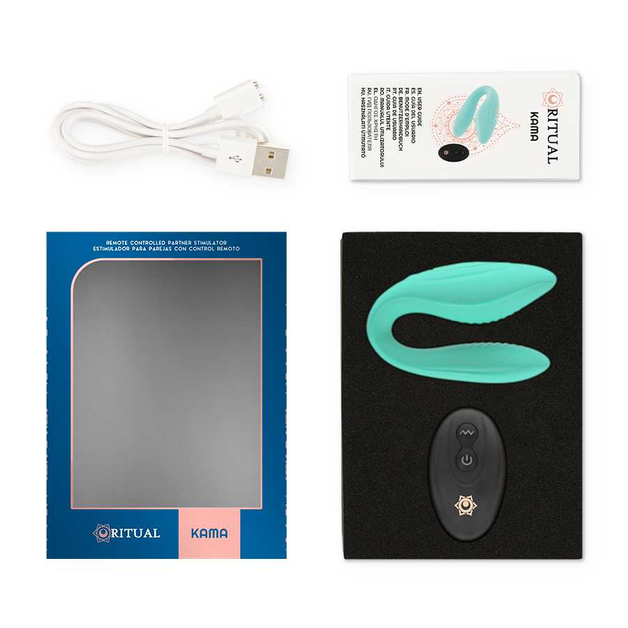 Vibratore per coppie Kama con telecomando – Aqua – RITHUAL