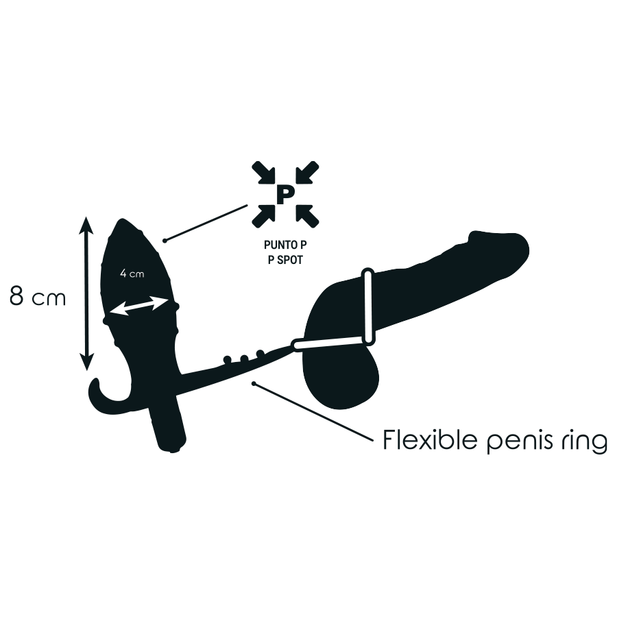 Plug anale con doppio anello nero 12×4 cm – ADDICTED TOYS