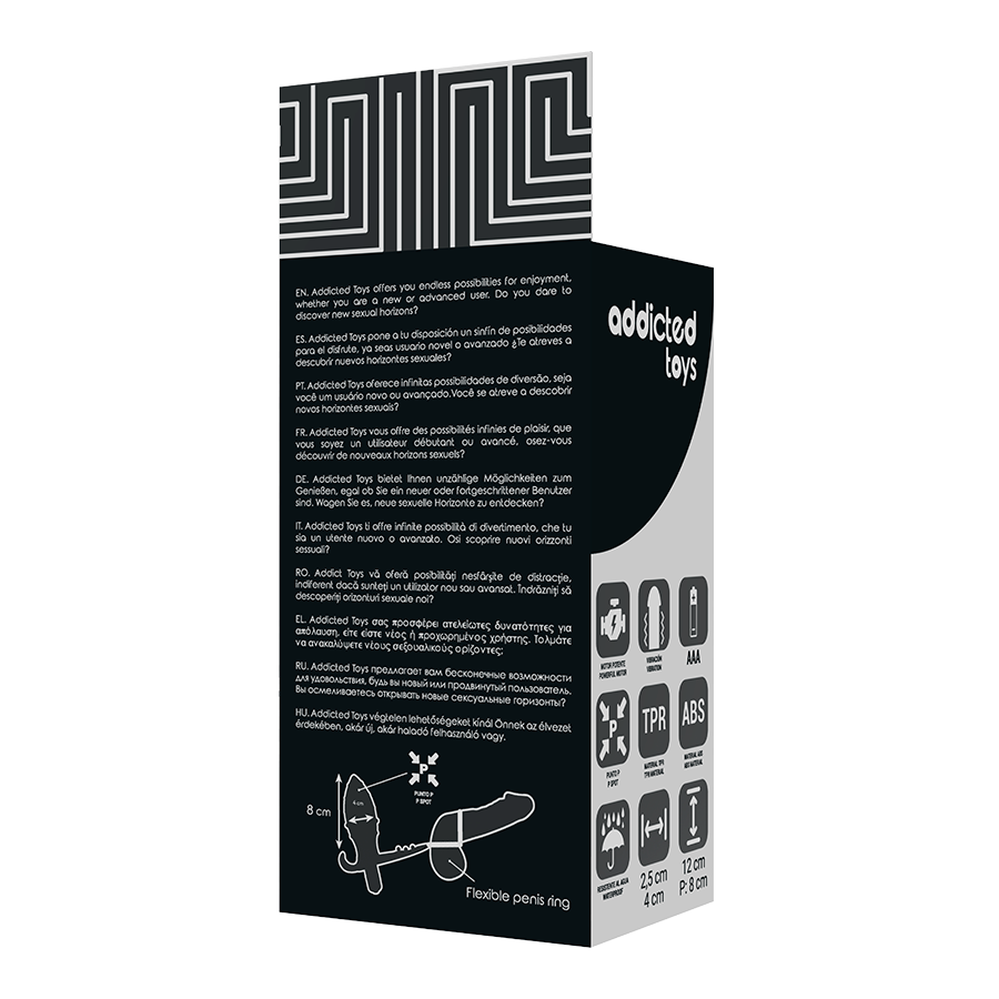 Plug anale con doppio anello nero 12×4 cm – ADDICTED TOYS