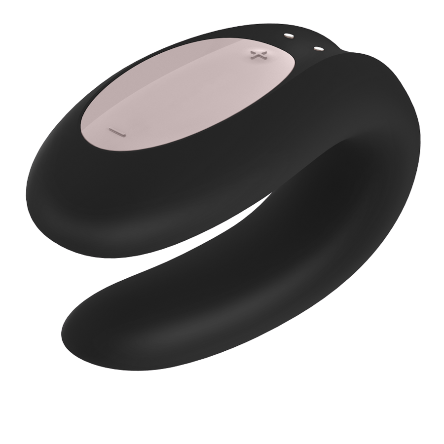 Satisfyer Double Joy con app – Vibratore per coppie a forma di U viola/nero, 2 motori, impermeabile –
