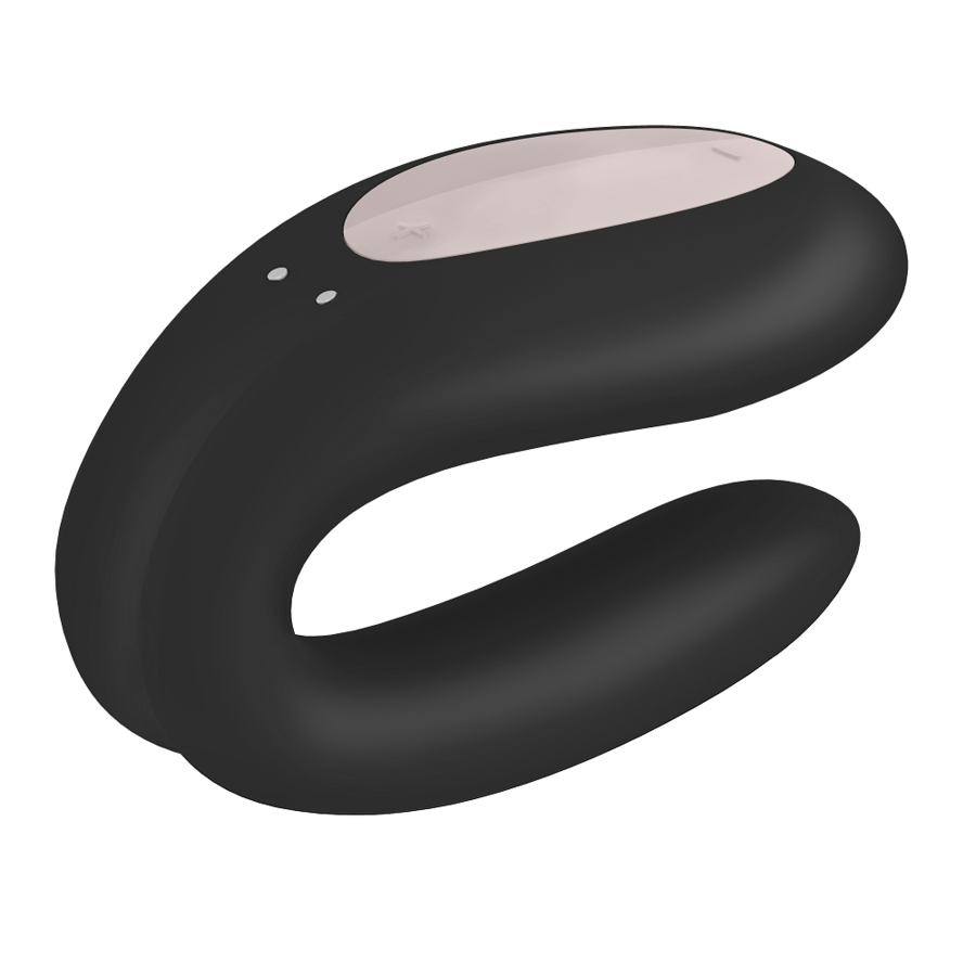 Satisfyer Double Joy con app – Vibratore per coppie a forma di U viola/nero, 2 motori, impermeabile –