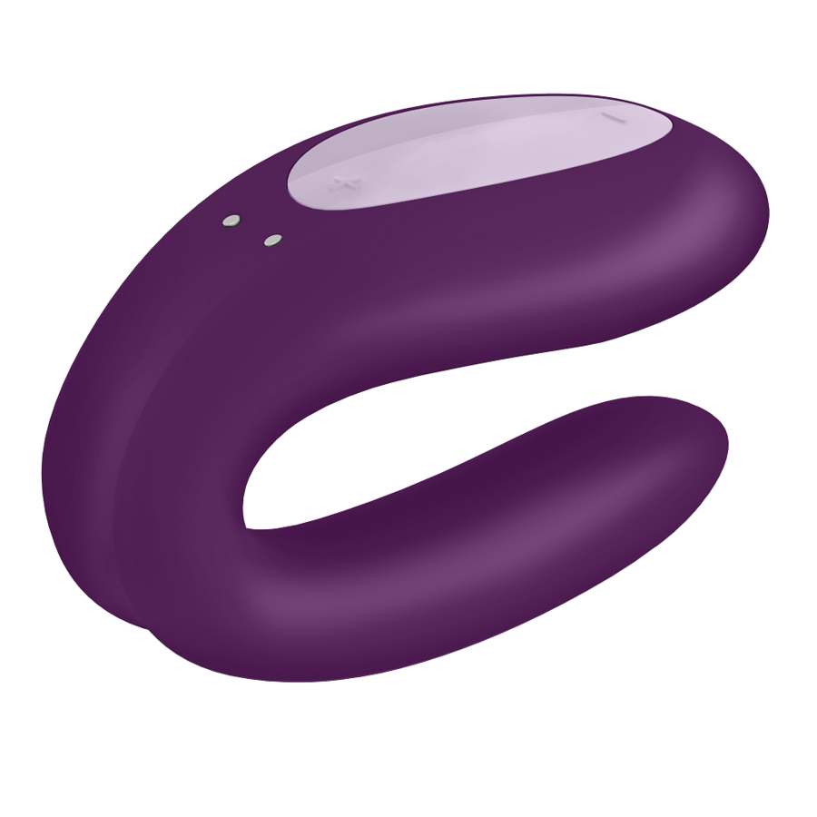 Satisfyer Double Joy con app – Vibratore per coppie a forma di U viola/nero, 2 motori, impermeabile –