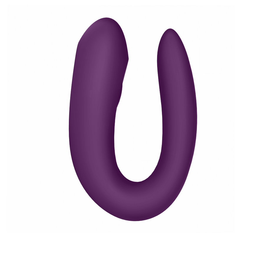 Satisfyer Double Joy con app – Vibratore per coppie a forma di U viola/nero, 2 motori, impermeabile –