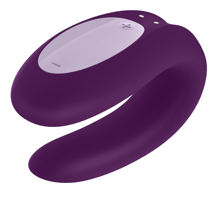 Satisfyer Double Joy con app – Vibratore per coppie a forma di U viola/nero, 2 motori, impermeabile –