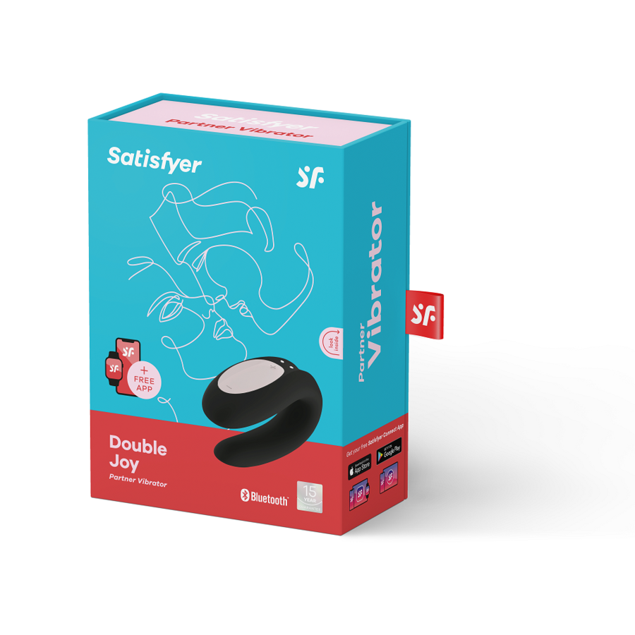 Satisfyer Double Joy con app – Vibratore per coppie a forma di U viola/nero, 2 motori, impermeabile –