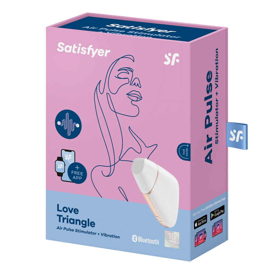 SATISFYER - STIMOLATORE E VIBRATORE A IMPULSI D'ARIA TRIANGOLO AMOROSA BIANCO