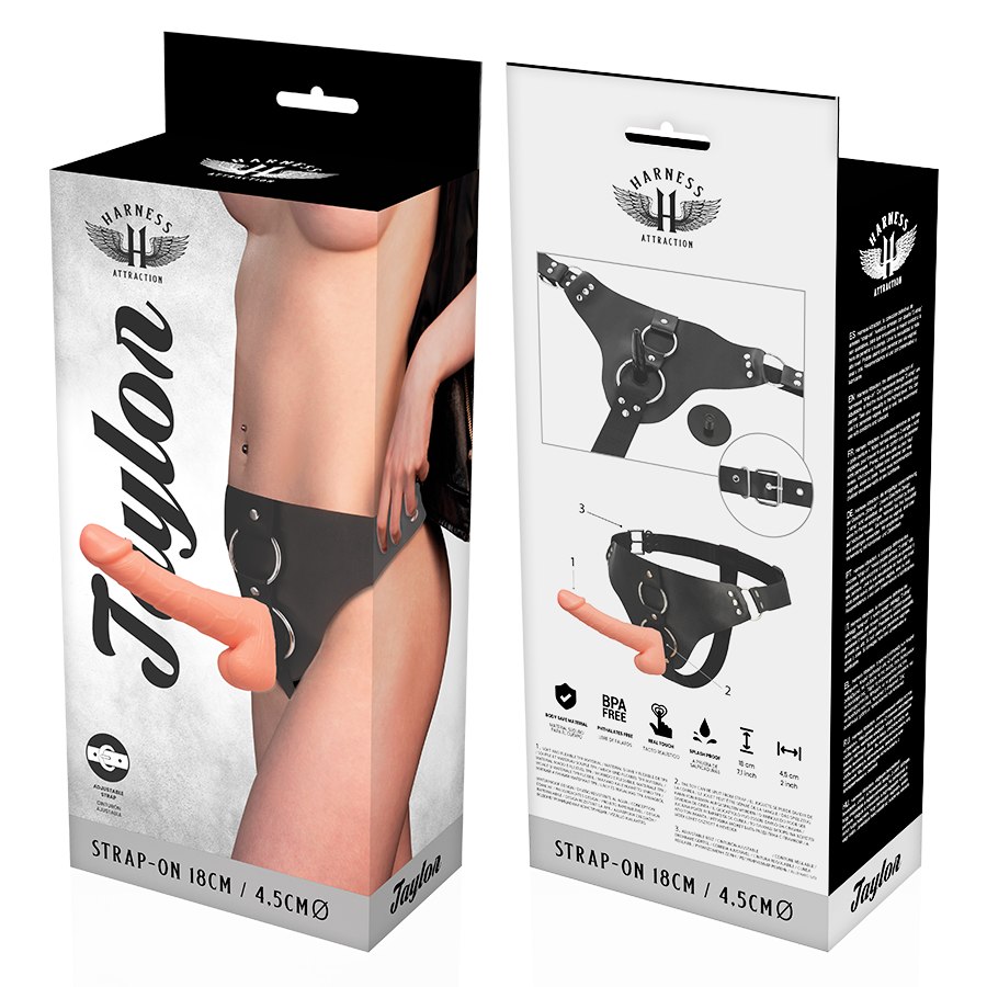 Set di imbracature Taylor Deluxe Strap-On - 18 cm x 4,5 cm - Harness Attraction