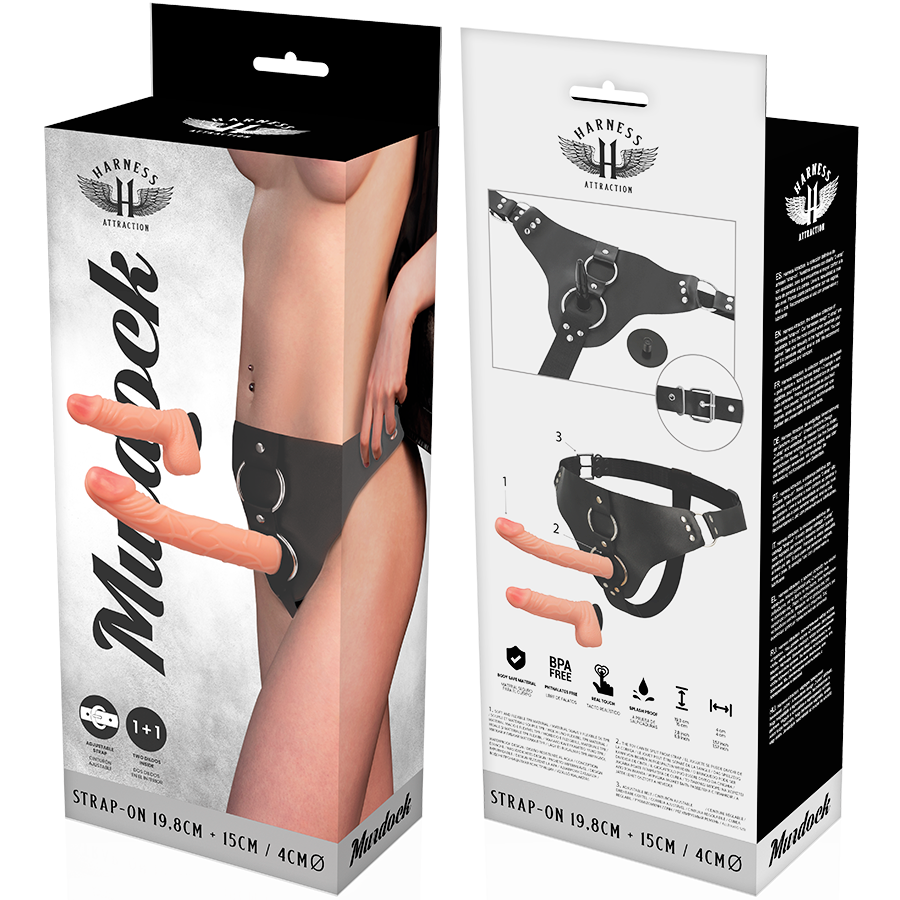 Murdock Strap-On Harness con 2 Dildo Realistici 19,8 cm x 4 cm – Harness Attraction