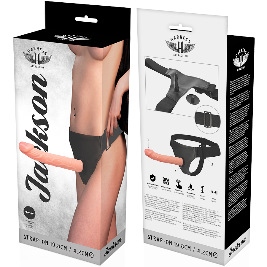 Set di imbracature realistiche Jackson Strap-On - 19,8 cm x 4,2 cm - Harness Attraction