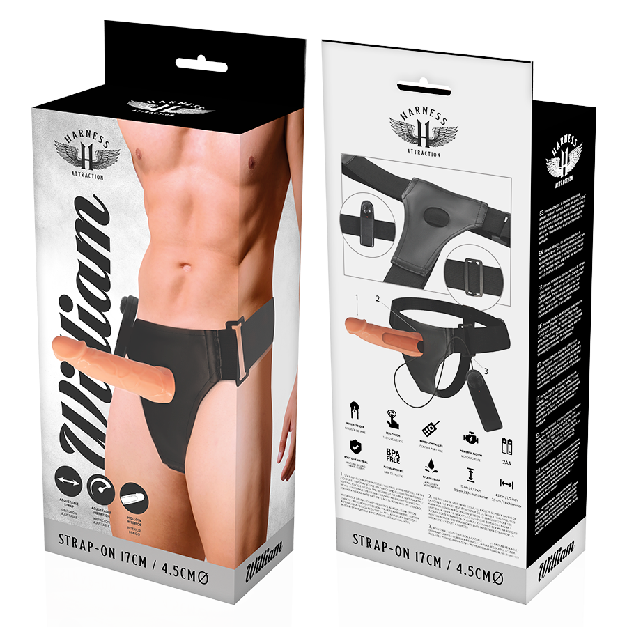 IMBRACATURA DI ATTRAZIONE - WILLIAN HOLLOW RNES CON VIBRATORE 17 CM -O- 4,5 CM