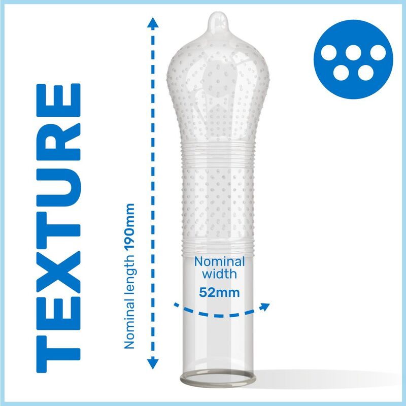 Preservativi Ribs and Dots Intensity 52 mm 12 unità – PASANTE