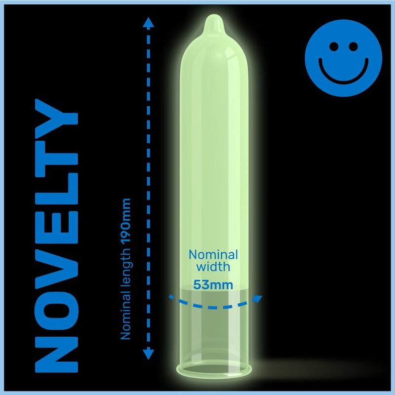 Preservativi fluorescenti 53 mm 3 unità – PASANTE