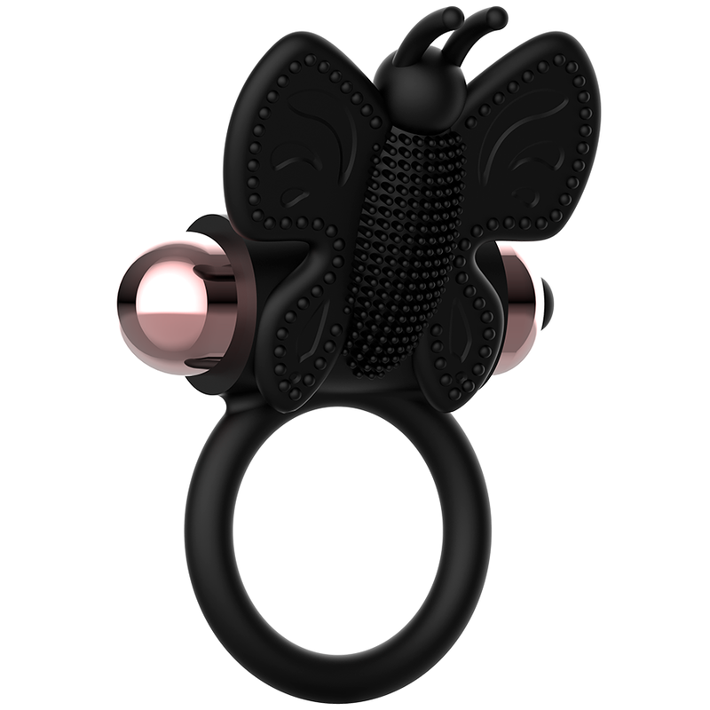 Anello vibrante per il pene a forma di farfalla, nero/oro, 8,2 cm x 4,1 cm COQUETTE CHIC DESIRE