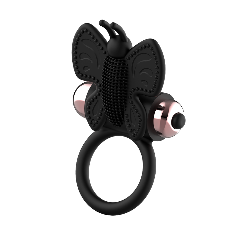 Anello vibrante per il pene a forma di farfalla, nero/oro, 8,2 cm x 4,1 cm COQUETTE CHIC DESIRE