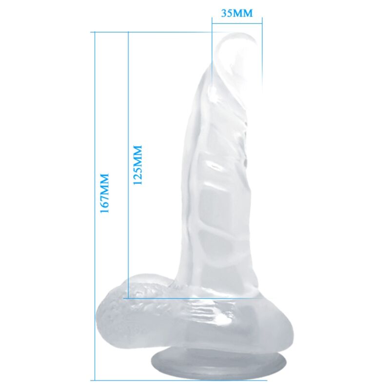 BAILE - DILDO REALISTICO CON VENTOSA E TESTICOLI 16,7 CM TRASPARENTE