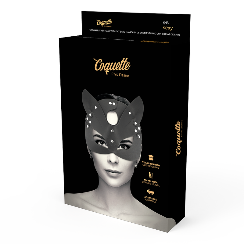 COQUETTE CHIC DESIRE - MASCHERINA IN PELLE VEGANA CON ORECCHIE DA CONIGLIETTO