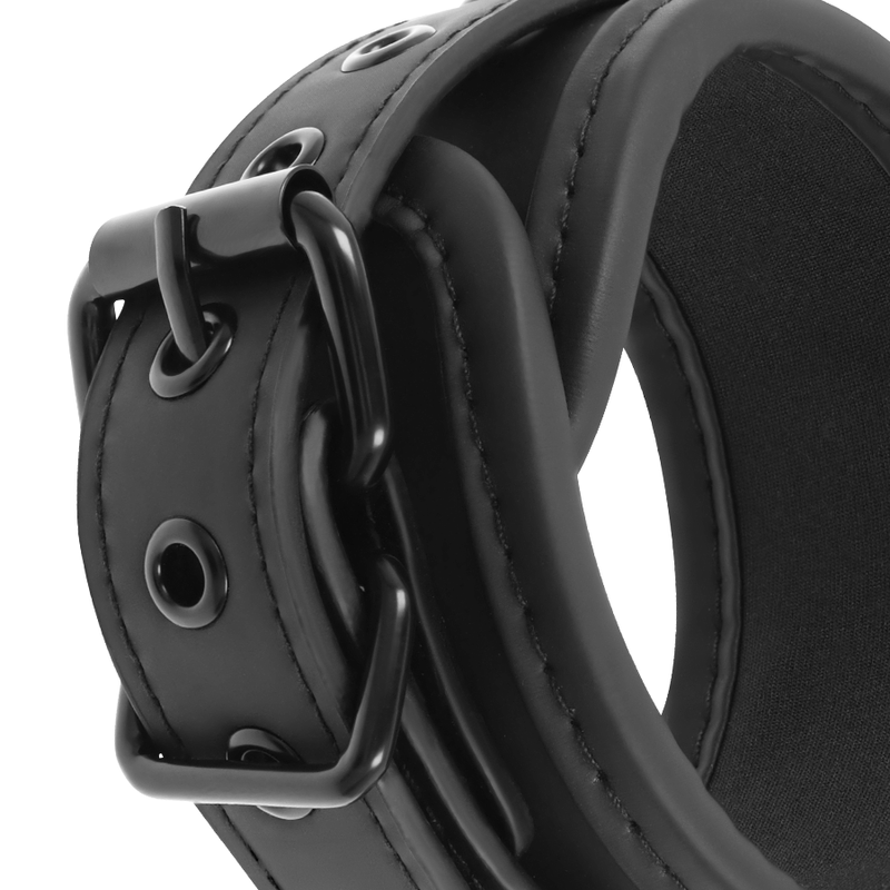 Manette in pelle vegana nera con fodera imbottita in neoprene