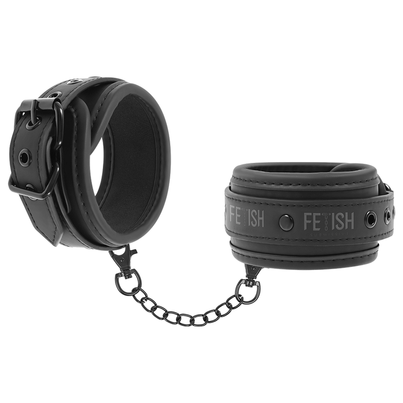 Manette in pelle vegana nera con fodera imbottita in neoprene