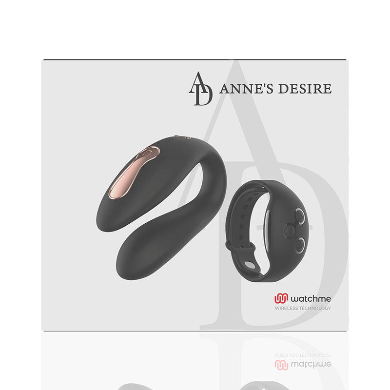 Vibratore per coppie Anne's Desire Dual Pleasure con telecomando WatchMe | 8,5 cm x 3,2 cm | Nero