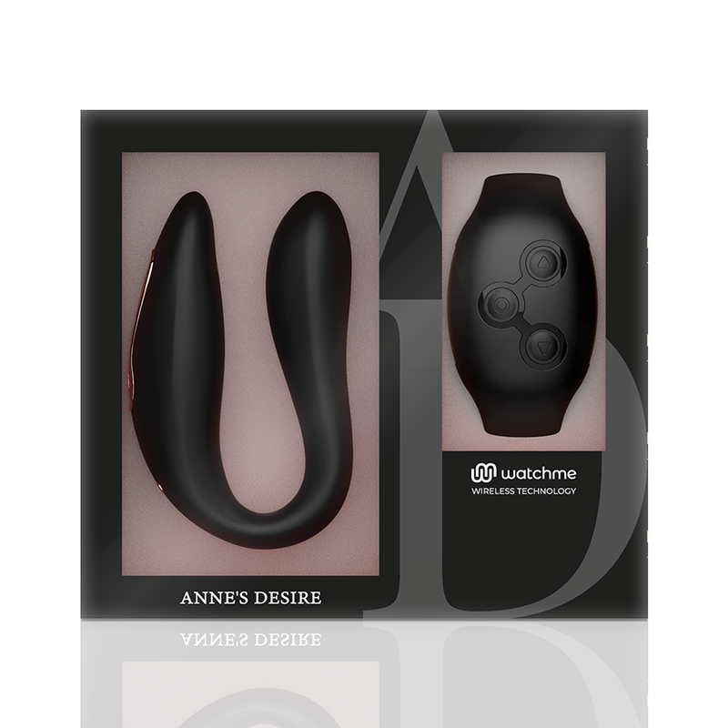 Vibratore per coppie Anne's Desire Dual Pleasure con telecomando WatchMe | 8,5 cm x 3,2 cm | Nero