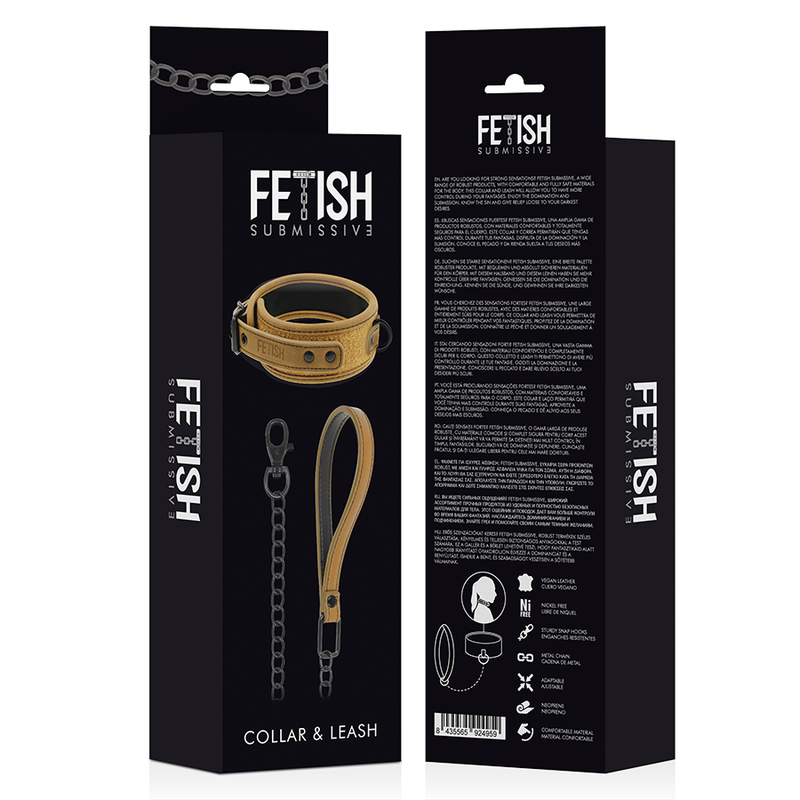 FETISH SUBMISSIVE ORIGEN - COLLANA RIVESTITA IN NEOPRENE CON CATENA