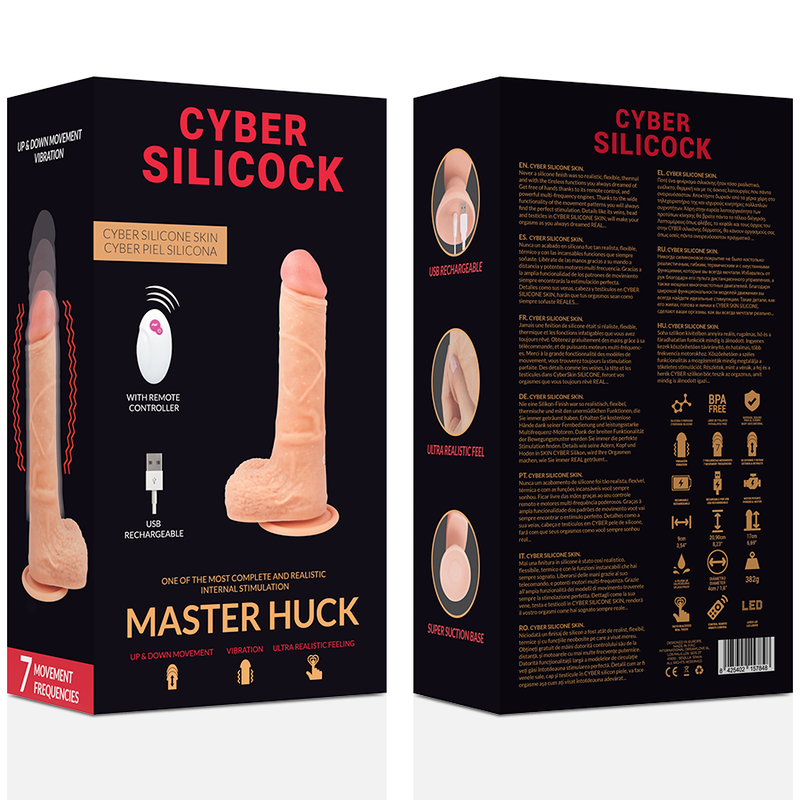 Dildo realistico con telecomando | 20,9 cm x 4,0 cm | CYBER SILICOCK Master Huck