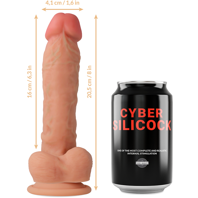 Strap-On Magnus - Dildo in silicone liquido con imbracatura (3 anelli) - 20,5 cm x 4,1 cm - Cyber ​​Silicock