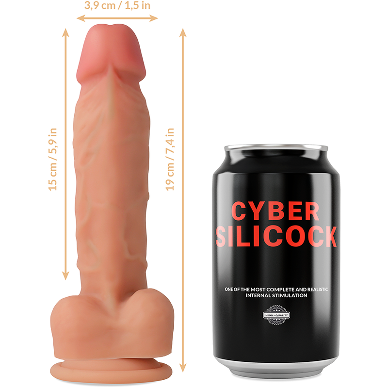 CYBER SILICOCK - STRAP-ON IN SILICONE LIQUIDO OLIVER CON 3 ANELLI GRATIS 19 CM -O- 3,9 CM
