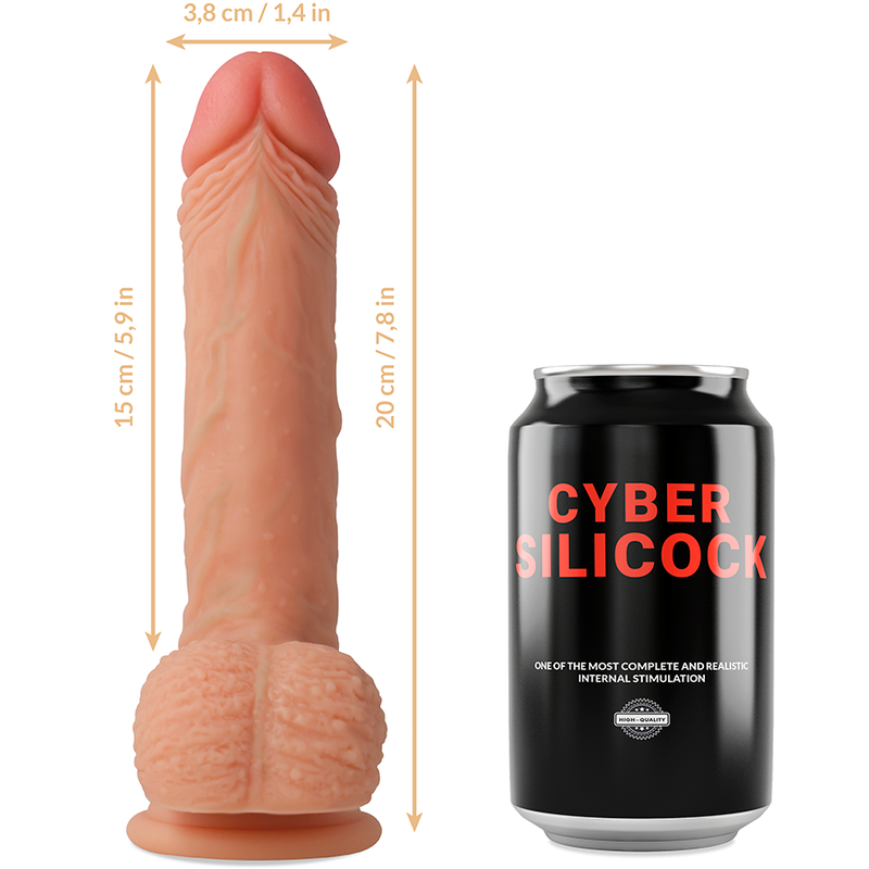 Strap-On Freeman – Dildo in silicone liquido con imbracatura (3 anelli) – 20 cm x 3,8 cm – Cyber ​​Silicock