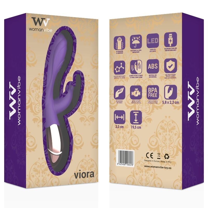 Vibratore a forma di coniglio in silicone ricaricabile Viora - 19,5 cm - Womanvibe