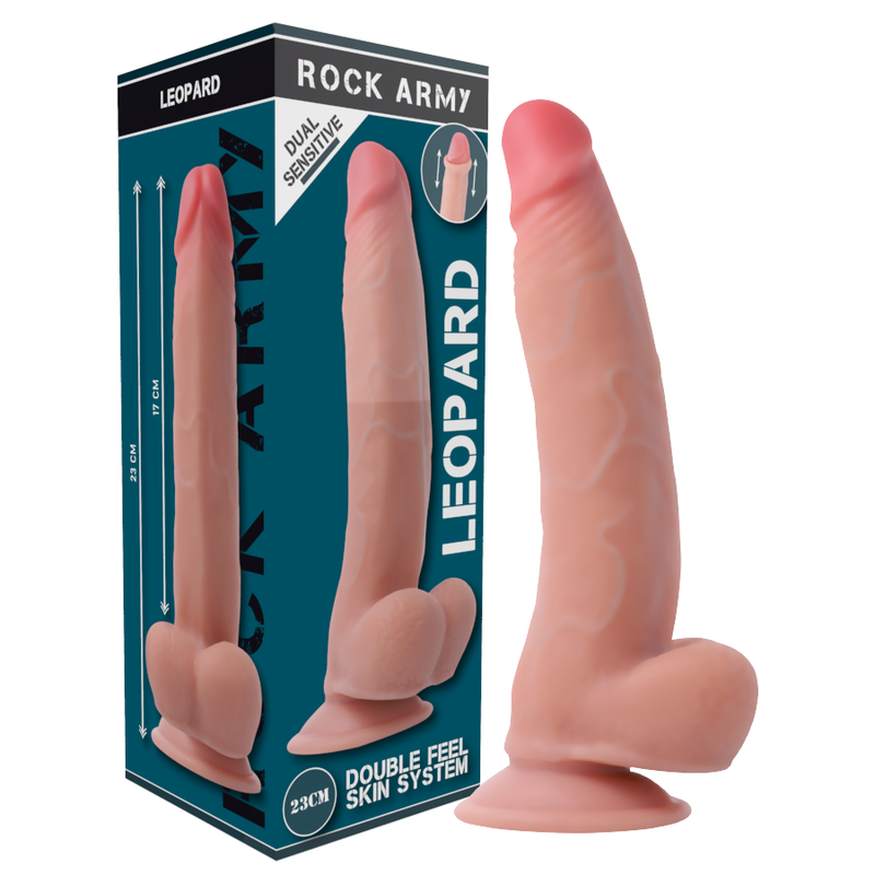 Dildo a doppia densità + imbracatura | 23,0 cm x 4,77 cm | RockArmy Leopard