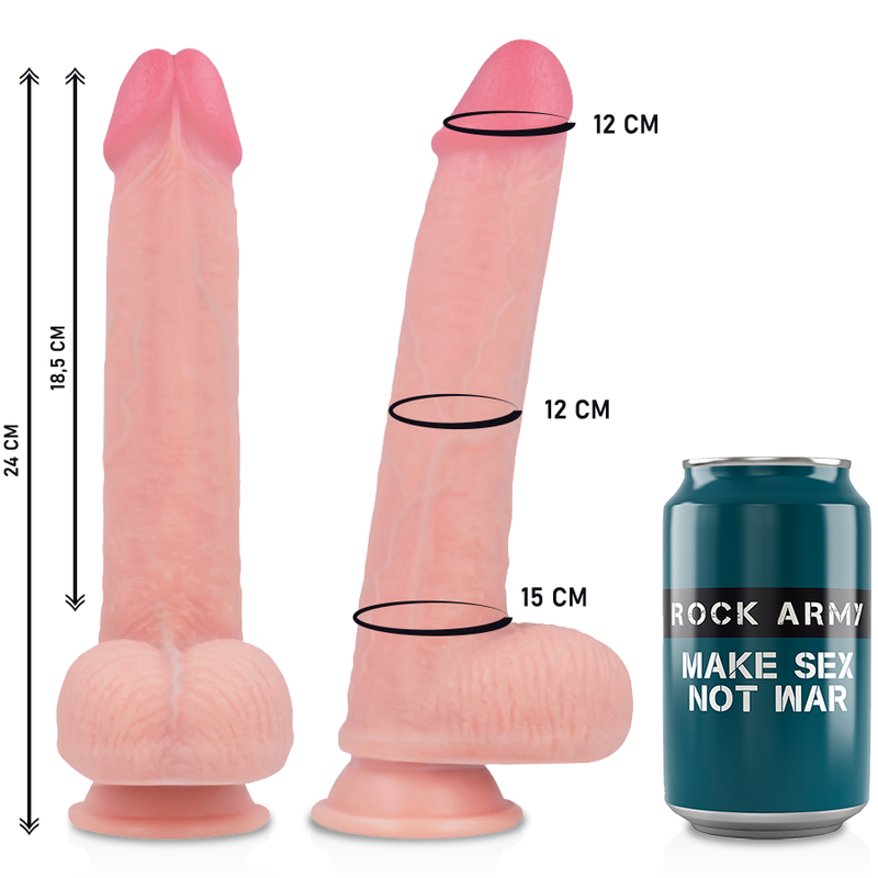 IMBRACATURA + Dildo realistico in silicone liquido 24 cm x 4,77 cm | Doppia densità, ventosa – Rock Army