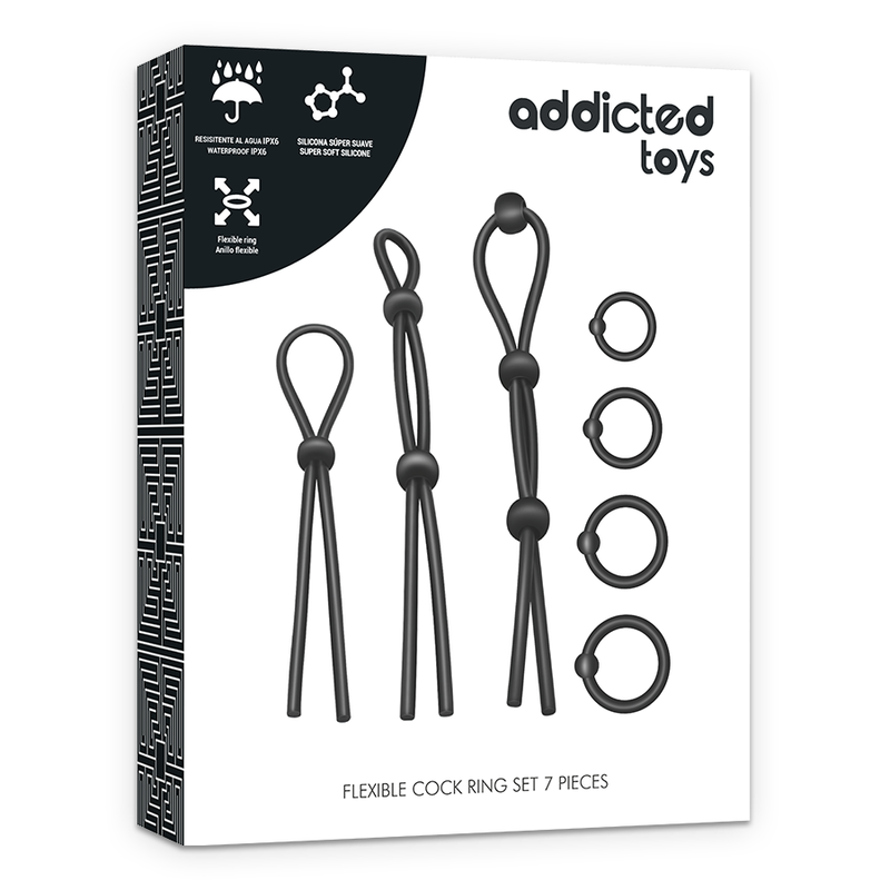 ADDICTED TOYS - SET DI ANELLI PER IL PENE IN SILICONE FLESSIBILE 7 PEZZI